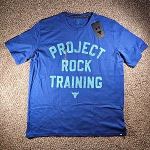 Under Armour Project Rock Training Short Sleeve Shirt Men's Size XL 1376891 Blue